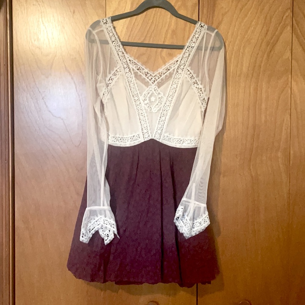 Boho mini dress with gorgeous lace detail from Free People.